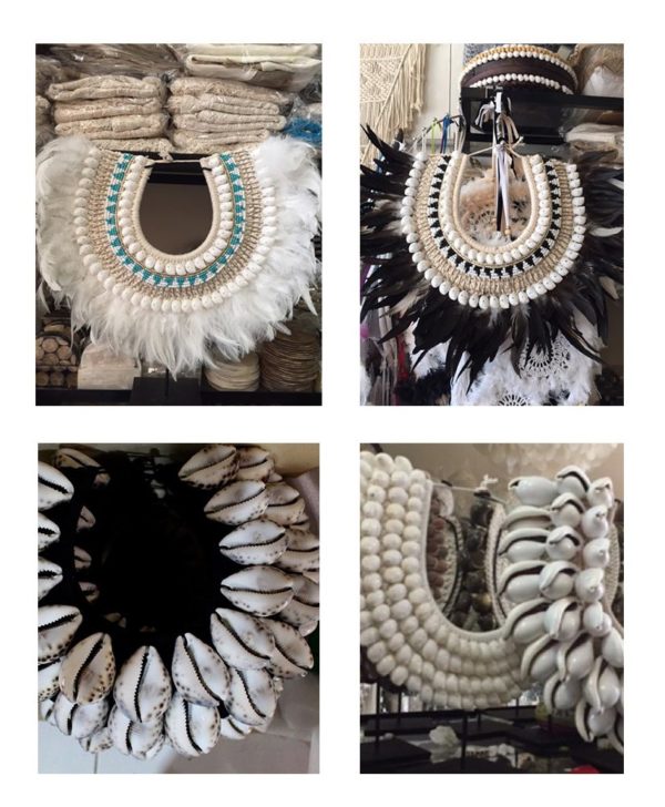 Expressionsmetis Papua Shells, Feathers & Beads Necklace On Stand