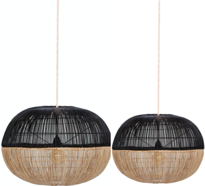 Expressionsmetis Bi Colou Black Natural Hanging Natural Rattan Lamp Shade Pendant Light