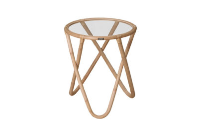 Expressionsmetis Furniture End Bed Side Table Natural Rattan Glass