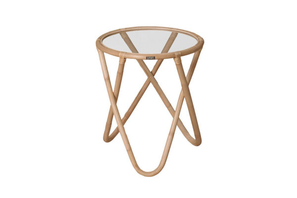 Expressionsmetis Furniture End Bed Side Table Natural Rattan Glass
