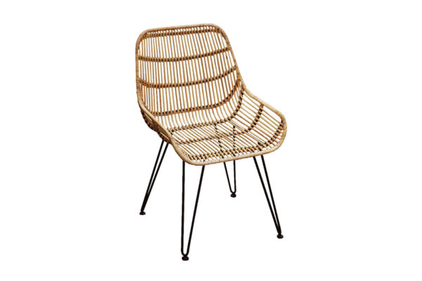 Expressionsmetis Furniture Home Decor Natural Rattan Dining Chair Black Metal Legs Fjord