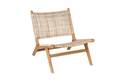 Expressionsmetis Furniture Home Decor Natural Rattan Square Weaving Teak Wooden Lounge Chair