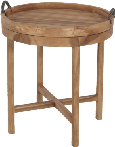 Expressionsmetis Furniture Indoor Outdoor Wood Teak Round Side Table With Tray