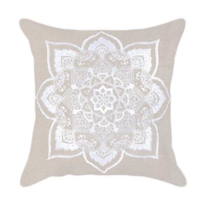 Expressionsmetis Home Decor Decorative White Embroidered Mandala Cushion Cover 55 X 55 Cm