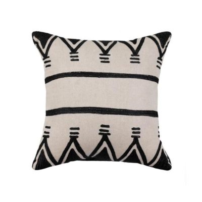 Expressionsmetis Home Decor Interior Decorative Embroidered Natural Black Cushion Cover Ayana 45 X 45 Cm