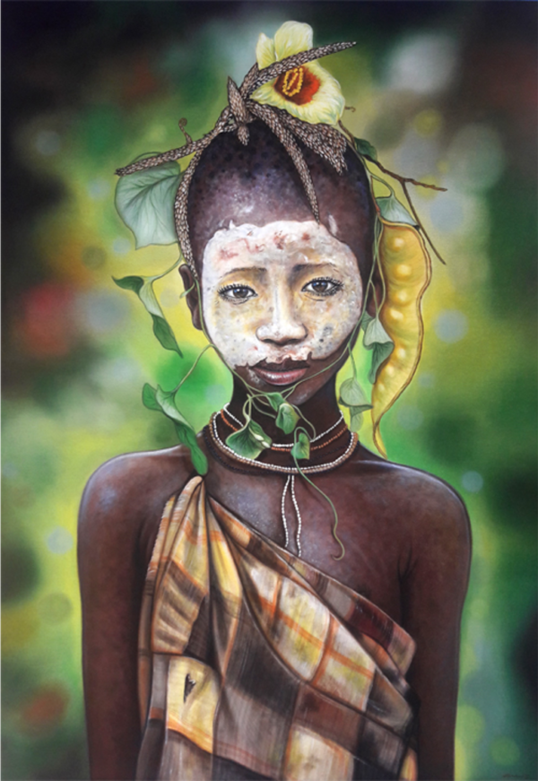 Expressionsmetis Home Decor Wall Art Decoration Flower African Girl Ethnic Original Painting Portrait