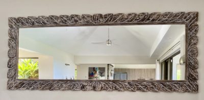 Expressionsmetis Home Decor Wall Decoration Oversized Rectangle Balinese Wooden Mirror Frame Leaf Design