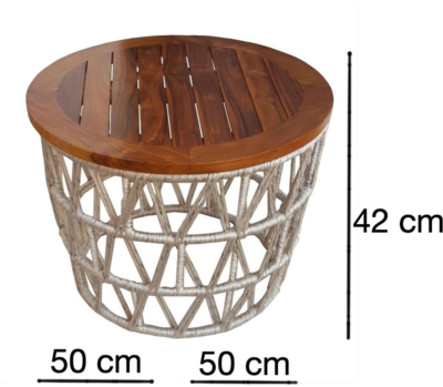 Expressionsmetis Indoor Outdoor Furniture X Weave Triplex Side Table Teak Top Round
