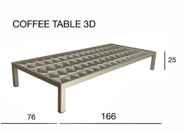 Expressionsmetis Indoor Rectangle Furniture Coffee Table Woven Rope Geometrical Motif