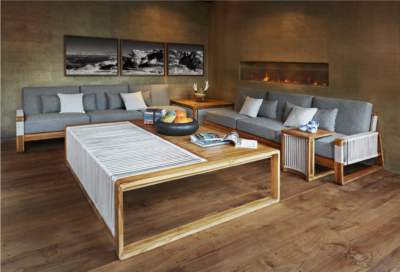 Expressionsmetis Indoor Rope Teak Wood Rectangle Designer Coffee Table