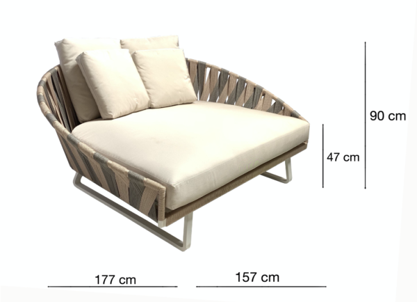 Expressionsmetis Kawa Synthetic Rope Woven Round Day Bed Lounger Outdoor U Legs