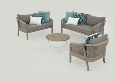 Expressionsmetis Outdoor Alfresco Furniture Rope Teak Wood Sofa Set