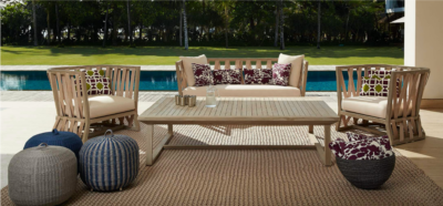 Expressionsmetis Outdoor Living Area Furniture Woven Rope Teak Frame Set