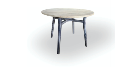 Expressionsmetis Round Indoor Outdoor Dining Table Teak Top Woven Legs