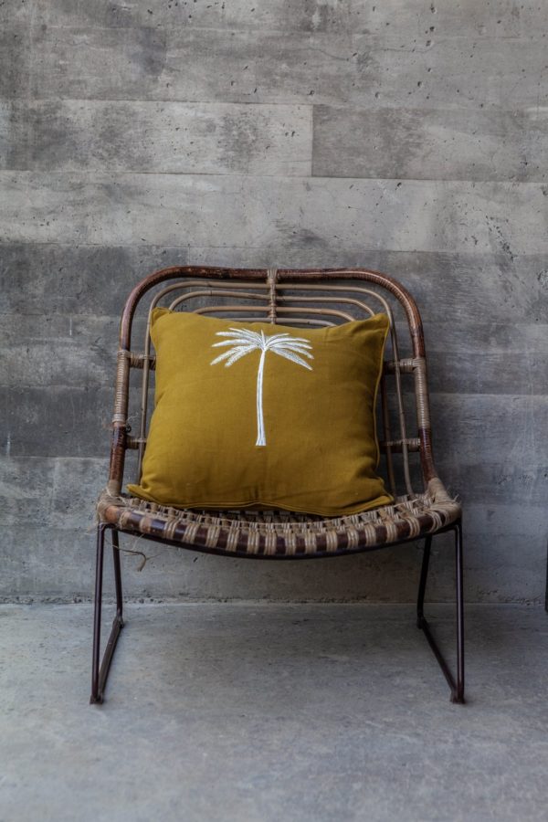 Expressionsmetis Home Decor Textiles Yellow Embroidered Palm Tree Cushion Cover 1100x